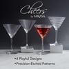 image:imageMikasa Cheers 10Ounce Martini Glasses Fun Etched Designs Durable Clear Glass Cocktail Glassware Set of 4 Perfect for Entertaining and Gifting