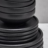 image:imageMikasa Declan 12 Piece Stoneware Dinnerware Set Service for 4 Modern Black Plate and Bowl Dishes with High Rims Black