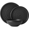 image:imageMikasa Declan 12 Piece Stoneware Dinnerware Set Service for 4 Modern Black Plate and Bowl Dishes with High Rims Black
