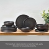 image:imageMikasa Declan 12 Piece Stoneware Dinnerware Set Service for 4 Modern Black Plate and Bowl Dishes with High Rims Black