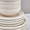 image:imageMikasa Declan 12 Piece Stoneware Dinnerware Set Service for 4 Modern Plate and Bowl with High Rims for Everyday Use Beige