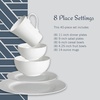 image:imageMikasa Delray 40Piece Bone China Dinnerware Set White Round Dishes for 8  Dinner Plates Salad Plates Cereal Bowls Fruit Bowls and MugsDelray