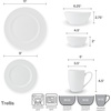image:imageMikasa Delray 40Piece Bone China Dinnerware Set White Round Dishes for 8  Dinner Plates Salad Plates Cereal Bowls Fruit Bowls and MugsTrellis