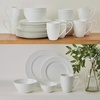 image:imageMikasa Delray 40Piece Bone China Dinnerware Set White Round Dishes for 8  Dinner Plates Salad Plates Cereal Bowls Fruit Bowls and MugsTrellis