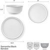 image:imageMikasa Samantha 12 Piece Bone China Dinnerware Plate and Bowl Set Service for 4 Black Banded Rim ChipResistant Lightweight Durable White