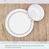 image:imageMikasa Samantha 12 Piece Bone China Dinnerware Plate and Bowl Set Service for 4 Black Banded Rim ChipResistant Lightweight Durable White