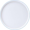 image:imageMikasa Samantha 12 Piece Bone China Dinnerware Set Service for 4 Flat Plates and Bowl with Blue Rim ChipResistant Lightweight Elegant and Durable White