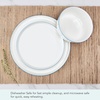 image:imageMikasa Samantha 12 Piece Bone China Dinnerware Set Service for 4 Flat Plates and Bowl with Blue Rim ChipResistant Lightweight Elegant and Durable White