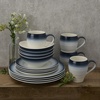 image:imageMikasa Swirl Ombre Grey 16 Piece Dinnerware Set Service for 4Blue