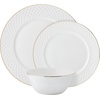 image:imageMikasa Trellis Gold Rim Bone China Lightweight Chip Resistant 12 Piece Dinnerware Set Service for 4