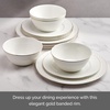 image:imageMikasa Trellis Gold Rim Bone China Lightweight Chip Resistant 12 Piece Dinnerware Set Service for 4