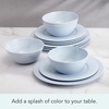 image:imageMikasa Trellis Pastel Bone China Lightweight Chip Resistant 12 Piece Dinnerware Set Service for 4 Misty Blue