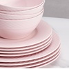 image:imageMiksa Trellis Pink Bone China Chip Resistant Lightweight 12 Piece Dinnerware Set Service for 4