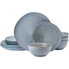 image:imageMikasa Benson 12 Piece Stoneware Dinnerware Set Service for 4 Plate and Bowl Modern with Organic Freeform Shape for Everyday Dining Blue