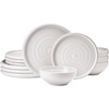 image:imageMikasa Declan 12 Piece Stoneware Dinnerware Set Service for 4 Modern Plate and Bowl with High Rims for Everyday Use Beige
