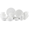 image:imageMikasa Delray 40Piece Bone China Dinnerware Set White Round Dishes for 8  Dinner Plates Salad Plates Cereal Bowls Fruit Bowls and MugsTrellis