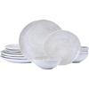 image:imageMikasa Harley 12 Piece Stoneware HandCrafted Dinnerware Set Service for 4 Plate and Bowl Modern with Organic Freeform Shape White