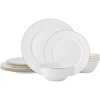 image:imageMikasa Trellis Gold Rim Bone China Lightweight Chip Resistant 12 Piece Dinnerware Set Service for 4