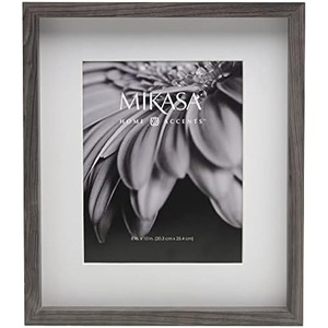 image:imageMikasa 13x16x15 Inch Wood Gallery Portrait Frame Displays one 12x14 Photo Without Mat or 8x10 Photo With Mat GoldGray