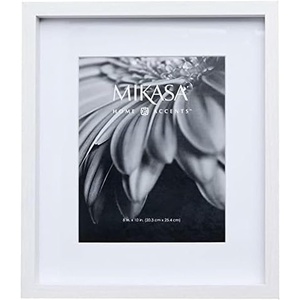 image:imageMikasa 13x16x15 Inch Wood Gallery Portrait Frame Displays one 12x14 Photo Without Mat or 8x10 Photo With Mat GoldWhite