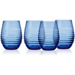 image:imageMikasa Ciara 18 Oz Red White Stemless Wine Glasses Set of 4 Cobalt
