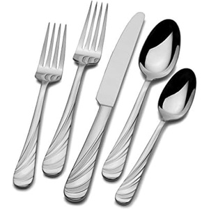 image:imageMikasa French Countryside 45Piece Stainless Steel Flatware Set with Serveware Service for 8Swirl Frost