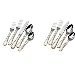image:imageMikasa French Countryside 65Piece Flatware Set Service for 12 1810 Stainless Steel Silverware Set with Hostess Serving Pieces Dishwasher Safe65 Piece Set Pack of 2