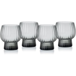 image:imageMikasa Phoebe Modern 14 Oz Optic Double Old Fashioned Rocks Beverage Juice Glasses Set of 4 AmberGray