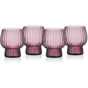 image:imageMikasa Phoebe Modern 14 Oz Optic Double Old Fashioned Rocks Beverage Juice Glasses Set of 4 AmberLilac