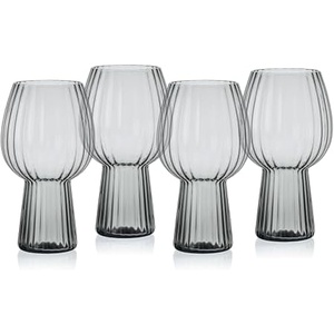 image:imageMikasa Phoebe Modern 19 Oz Optic Goblet Cups Tall Drinking Glasses Set of 4 AmberGray