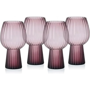 image:imageMikasa Phoebe Modern 19 Oz Optic Goblet Cups Tall Drinking Glasses Set of 4 AmberLilac
