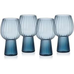 image:imageMikasa Phoebe Modern 19 Oz Optic Goblet Cups Tall Drinking Glasses Set of 4 Blue