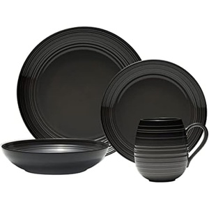 image:imageMikasa Swirl Coupe Black 4 Piece Place Setting Service For 1 Graphite Ombre