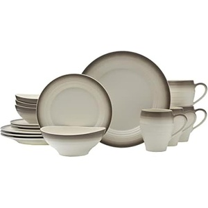 image:imageMikasa Swirl Ombre Grey 16 Piece Dinnerware Set Service for 4Ombre Mocha