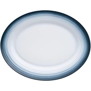 image:imageMikasa Swirl Ombre White Oval Platter 1375 Inch Blue BandedWhite