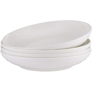image:imageMikasa Trellis Bone China 9Inch Pasta Bowls Set of 4 Lightweight ChipResistant White Porcelain Dishwasher and Microwave Safe8inch Pack of 4