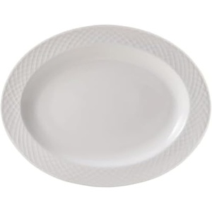 image:imageMikasa Trellis White Bone China Lightweight Chip Resistant Oval Serving Platter White