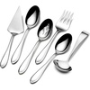 image:imageMikasa Bravo 1810 Stainless Steel 6Piece Serving Set  Serving Spoons Fork Pie Server Gravy Ladle  Polished Silverware Flatware Serveware6 Piece Set