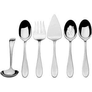 image:imageMikasa Bravo 1810 Stainless Steel 6Piece Serving Set  Serving Spoons Fork Pie Server Gravy Ladle  Polished Silverware Flatware Serveware6 Piece Set