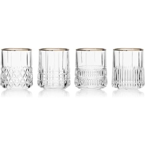 image:imageMikasa Carrick Gold Set of 4 Double Old Fashioned Whiskey Rocks Glasses 12 Ounce