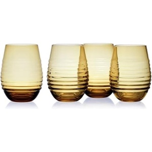 image:imageMikasa Ciara Smoke Set of 4 Stemless Wine Drinking Glasses 18 OunceAmber