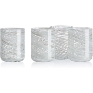 image:imageMikasa Color Swirl Grey Set of 4 Double Old Fashion Drinking Glasses 15 OunceClear