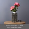image:imageMikasa Blue Crackle Ceramic Canister Store Small Household Items or Display Faux Florals Black and White