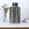 image:imageMikasa Blue Crackle Ceramic Canister Store Small Household Items or Display Faux Florals Black and White