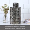 image:imageMikasa Blue Crackle Ceramic Canister Store Small Household Items or Display Faux Florals Black and White