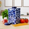 image:imageMikasa Blue and White Landscape Round Ceramic Ginger Jar Store Small Household Items or Display Faux Florals11 INCH
