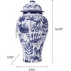 image:imageMikasa Blue and White Landscape Round Ceramic Ginger Jar Store Small Household Items or Display Faux Florals15 INCH