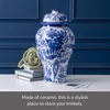 image:imageMikasa Blue and White Landscape Round Ceramic Ginger Jar Store Small Household Items or Display Faux Florals15 INCH