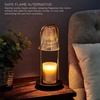 image:imageMikasa Electric Candle Warmer with Amber Glass Shade  138 Inch Lamp Warmer with Wooden Base 50 Watt Halogen Bulb Included Dimmer Switch Safe Flameless Fragrance for Home DcorAmber Double Arm