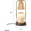 image:imageMikasa Electric Candle Warmer with Amber Glass Shade  138 Inch Lamp Warmer with Wooden Base 50 Watt Halogen Bulb Included Dimmer Switch Safe Flameless Fragrance for Home DcorAmber Double Arm